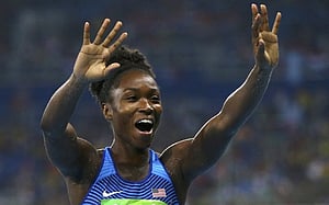 American Bartoletta lands long jump gold