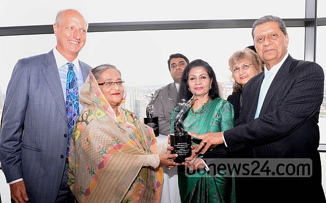Prime Minister Shiekh Hasina receives 'Planet 50-50 Champion' and 'Agent of Change Award'
