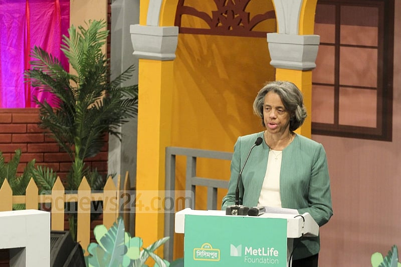 US Ambassador Marcia Bernicat speaking at the project inauguration ceremony. Photo: abdul mannan