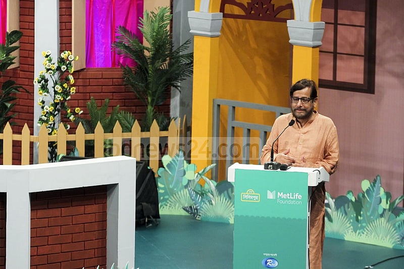 Cultural Affairs Minister Asaduzzaman Noor speaking at the project inauguration programme at Tejgaon's Bengal Multimedia Studio. Photo: abdul mannan