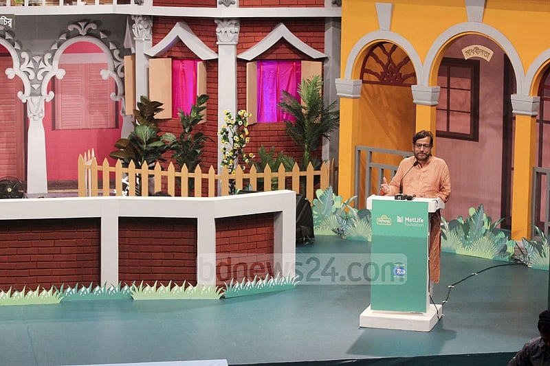 Cultural Affairs Minister Asaduzzaman Noor speaking at the project inauguration programme at Tejgaon's Bengal Multimedia Studio. Photo: abdul mannan