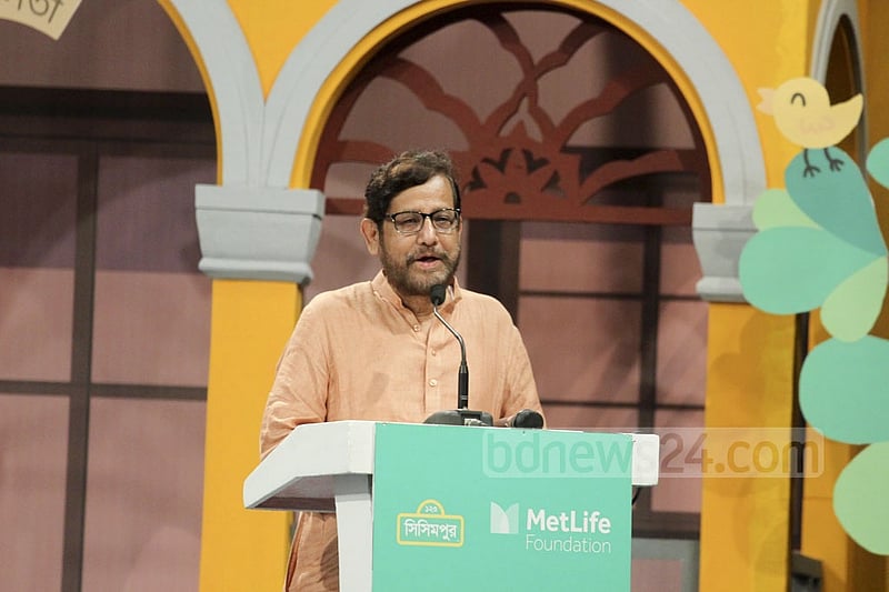 Cultural Affairs Minister Asaduzzaman Noor speaking at the project inauguration programme at Tejgaon's Bengal Multimedia Studio. Photo: abdul mannan