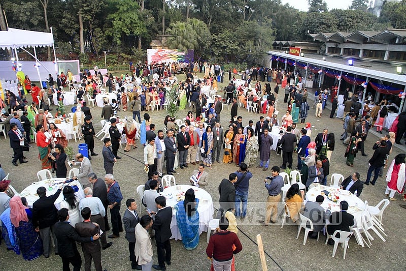 An aerial view of TSC premises of Dhaka University during Saturday's English Department alumni reunion.