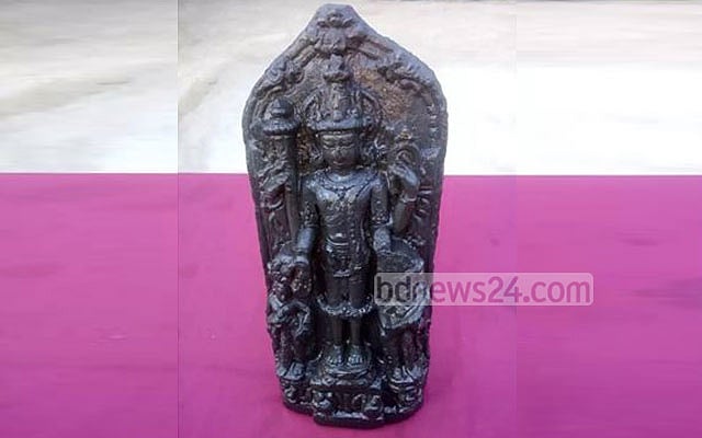 মৌলভীবাজারের কষ্টি পাথরের বিষ্ণু মূর্তি উদ্ধার