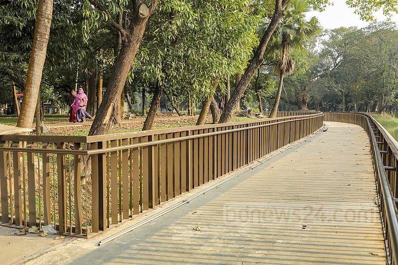 As part of the beautification of Dhaka's Ramna Park, a new paved walkway has been constructed on both sides of the lake. Photo: Kazi Salahuddin Razu