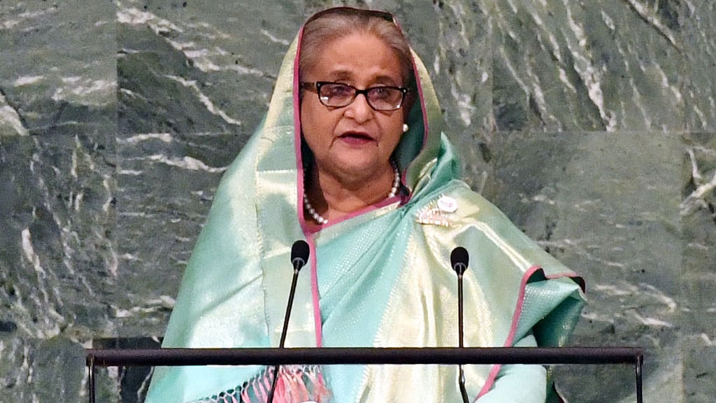 যুদ্ধ আর নিষেধাজ্ঞা বন্ধ করুন: জাতিসংঘে শেখ হাসিনার আহ্বান
