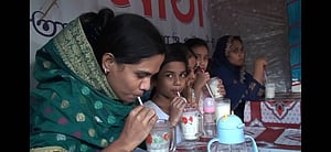 মাঠা খেতে ভিড় গাজীপুরের চা বাগান বাজারে
