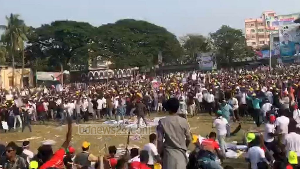 রাজশাহীতে বিএনপির সমাবেশস্থলে দুই দফা সংঘর্ষ