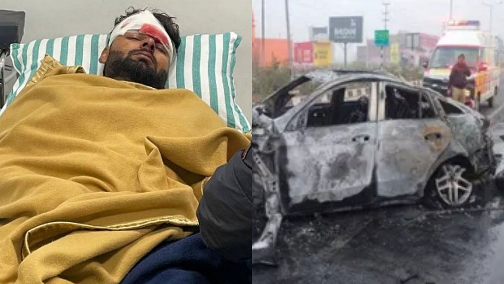 ডিভাইডারে ধাক্কার পর গাড়িতে আগুন, আহত হয়ে হাসপাতালে পান্ত