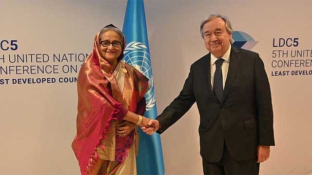 যুদ্ধ বন্ধে দ্রুত জাতিসংঘের কার্যকর পদক্ষেপ চান প্রধানমন্ত্রী