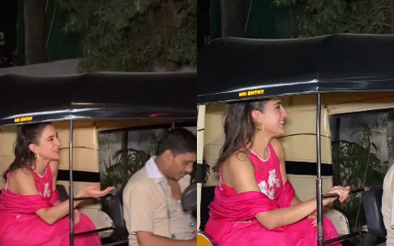গাড়ি আসতে দেরি, অটোরিকশায় চেপে বসলেন সারা