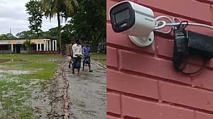 স্কুলমাঠ বরাবর রাস্তা বানিয়ে সিসি ক্যামেরায় নজরদারি, উত্তেজনা