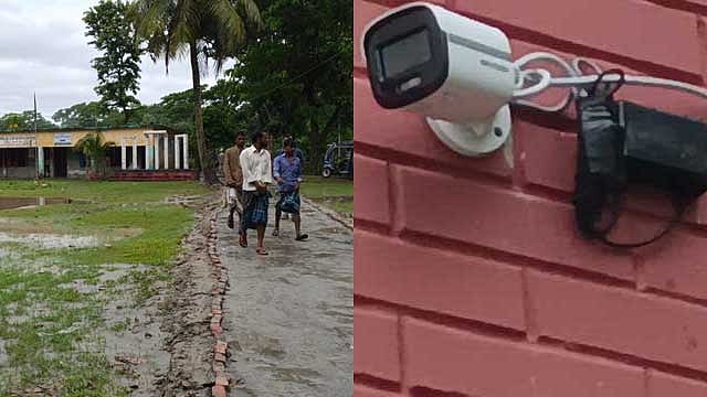 স্কুলমাঠ বরাবর রাস্তা বানিয়ে সিসি ক্যামেরায় নজরদারি, উত্তেজনা