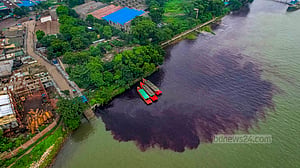 রঙিন পানির দূষণ বুড়িগঙ্গায়