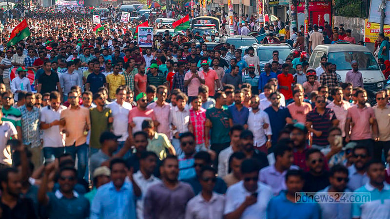বিএনপি পদযাত্রায় কর্মসূচিতে শনিবার মানুষের ঢল নামে।&amp;nbsp;ছবি: তাওহীদুজ্জামান তপু