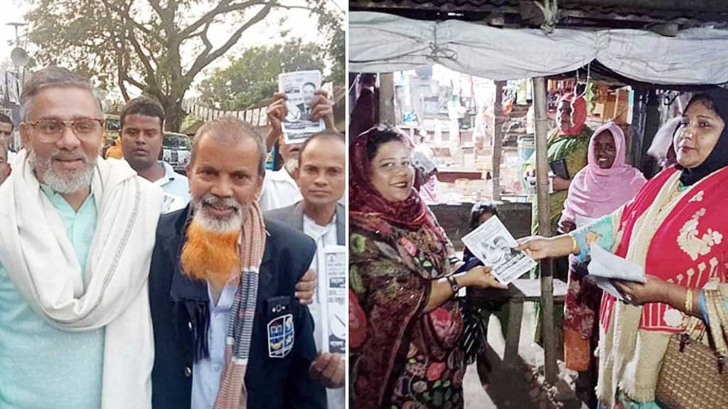 শরীয়তপুর-১: স্বামী লাঙ্গলের প্রার্থী, স্ত্রী নৌকায় ভোট চাচ্ছেন
