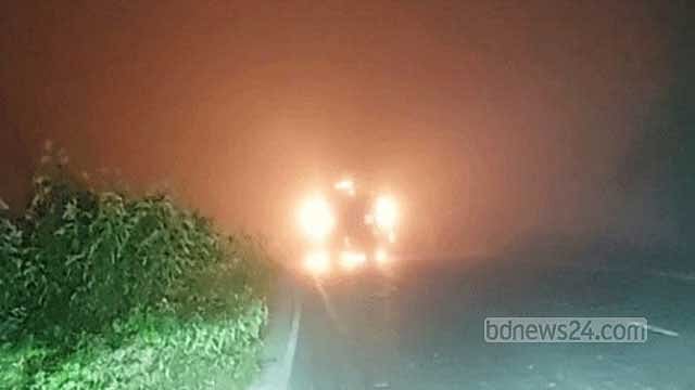 সিলেট-ঢাকা মহাসড়কে ট্রাকে অগ্নিসংযোগ