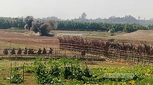উদ্ধার করা মর্টার শেলের নিয়ন্ত্রিত বিস্ফোরণ
