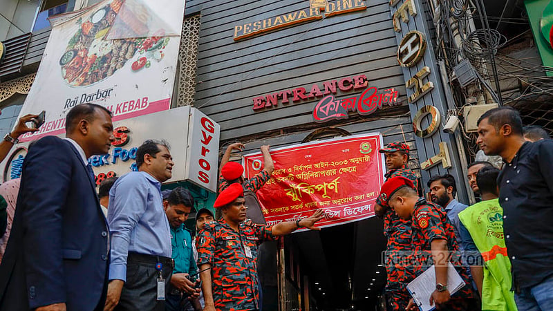 ঢাকার গুলশান-২ নম্বরের ৪৫, ৪৬ নম্বর সড়কের ৩৩ নম্বর প্লটের ভবনটিতে দুই নির্বাহী ম্যাজিস্ট্রেটের উপস্থিতিতে ‘ভবনটি অগ্নিনিরাপত্তার জন্য অত্যধিক ঝুঁকিপূর্ণ’ ব্যানার টানিয়ে দেয় ফায়ার সার্ভিস।