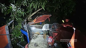 বরিশালে বাস উল্টে গাছে ধাক্কা, নিহত ১