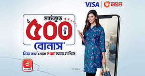 ভিসা কার্ড থেকে নগদ অ্যাড মানি করলেই ৫০০ টাকা বোনাস