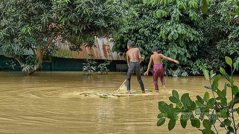 কুমিল্লার বাকশীমূল ইউনিয়নে বন্যায় তলিয়ে যাওয়া ঘরবাড়ি