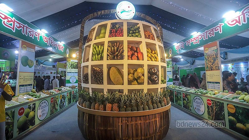 রাজধানীর কৃষিবিদ ইনস্টিটিউশনে জাতীয় ফল মেলায় কৃষি সম্প্রসারণ অধিদপ্তরের একটি স্টল