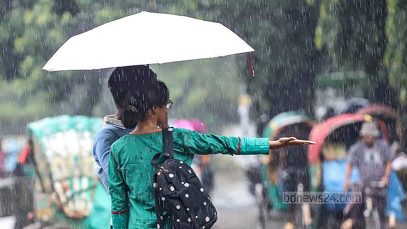 ঢাকা বিশ্ববিদ্যালয়ে বুধবার বৃষ্টি উপভোগ করতে দেখা যায় অনেককে