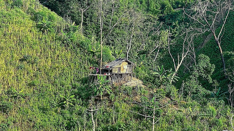 দুর্গম পাহাড়ি এলাকায় মানুষের মাথা গোজার ঠাঁই হিসেবে এখনও মাচাং ঘরই চোখে পড়ে বেশি