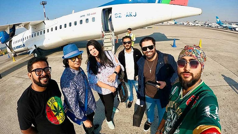 'ভয়েস অফ মাইলস' ব্যান্ডের সদস্যরা। ছবি: রাইসুল ইসলাম রিমনের সৌজন্যে।