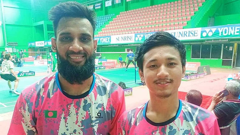 পুরুষ দ্বৈতের কোয়ার্টার-ফাইনালে উঠেছেন তানভীর-গৌরভ জুটিও। ছবি: ব্যাডমিন্টন ফেডারেশন