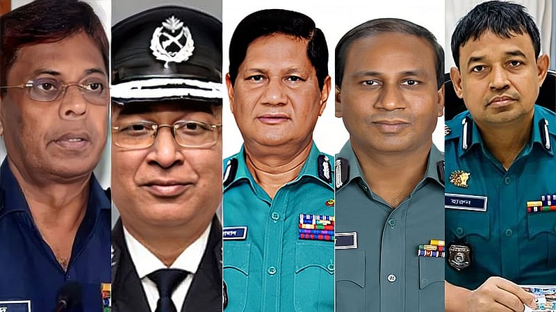 বাঁ থেকে শহীদুল হক, জাবেদ পাটোয়ারী, আছাদুজ্জামান, মনিরুল ও হারুন