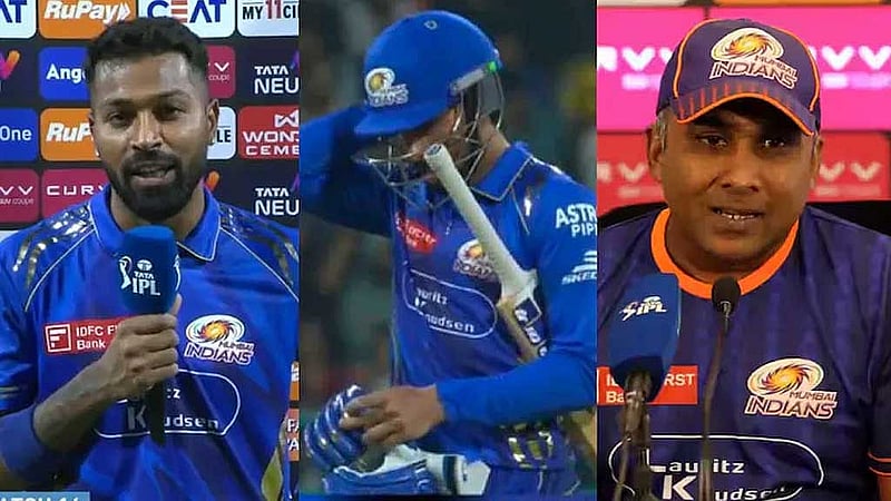 তিলাককে তুলে নেওয়ার কারণ ব্যাখা করেন অধিনায়ক হার্দিক পান্ডিয়া ও কোচ মাহেলা জায়াওয়ার্দেনে। ছবি: ভিডিও থেকে।