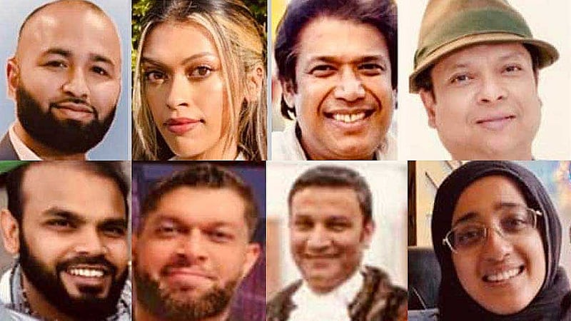 (বাঁ থেকে পর্যায়ক্রমে) নিজাম আলী, হালিমা খান, আবুল আজাদ, ফয়সাল কবির, সৈয়দ শামস, মোহাম্মদ বিলাল, হাবিব রহমান ও মমতাজ খানম; তাদের মধ্যে বেশিরভাগই স্বতন্ত্র প্রার্থী হয়েছেন।