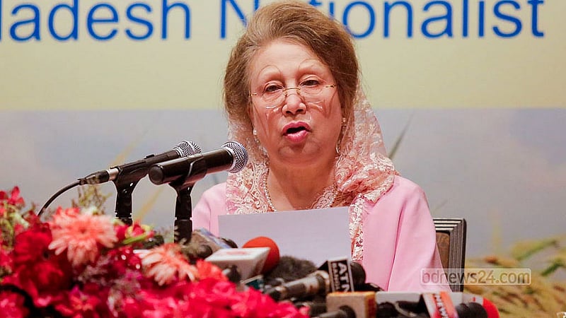 ২০১৭ সালের ১০ মে। গুলশানের ওয়েস্টিন হোটেলে সংবাদ সম্মেলন করে বিএনপির ‘ভিশন ২০৩০’ তুলে ধরেন বিএনপি চেয়ারপারসন খালেদা জিয়া। ছবি: মুস্তাফিজ মামুন