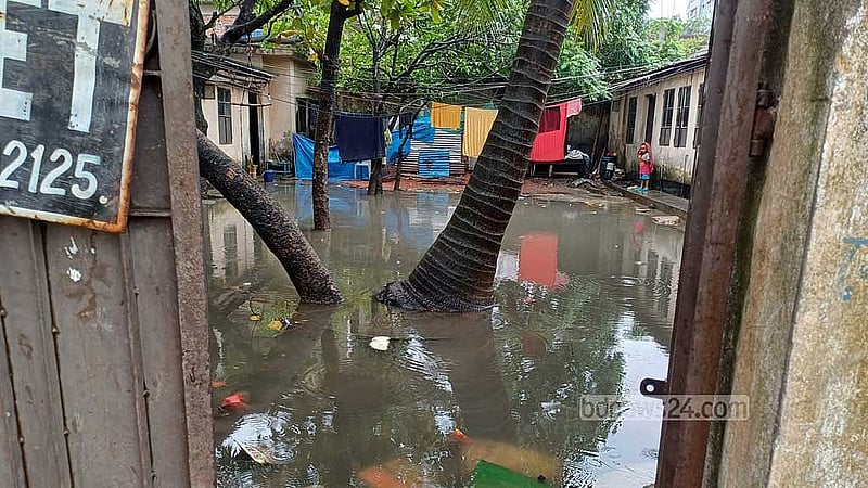 পানি জমে আছে বাড়ির আঙিনাতেও। স্থানীয় ওয়ার্ড কাউন্সিলর বললেন, এই সমস্যায় ভুক্তভোগী তিনি নিজেও।