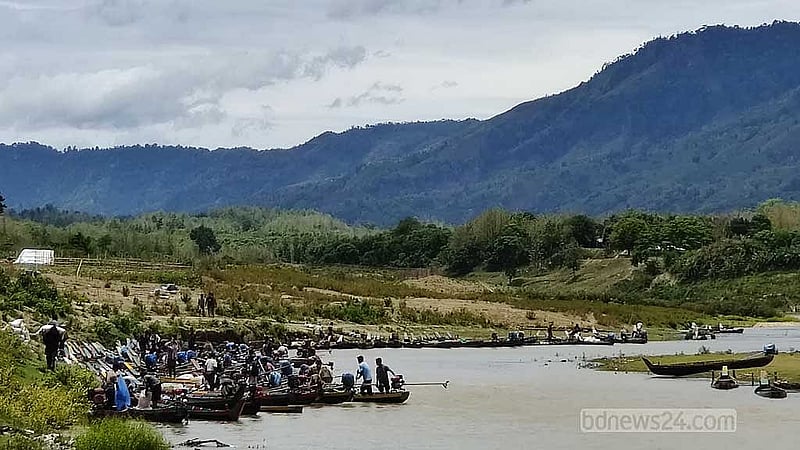 বান্দরবানের থানচি সদরে নৌঘাট এলাকা। 
