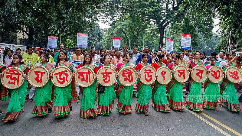 জন্মাষ্টমী উপলক্ষে সোমবার ঢাকার পলাশীর মোড় থেকে বের হয় শোভাযাত্রা। ছবি: মাহমুদ জামান অভি