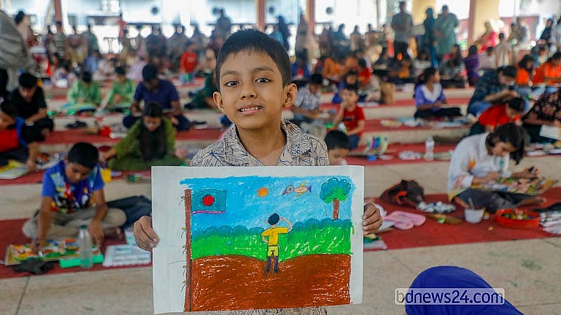 ঢাকা বিশ্ববিদ্যালয়ের জগন্নাথ হলে ২৫ মার্চের কালরাত ও গণহত্যা দিবস নিয়ে চিত্রাঙ্কন প্রতিযোগিতায় অংশগ্রহণ করেন প্রায় ৩০০ শিশু-কিশোর