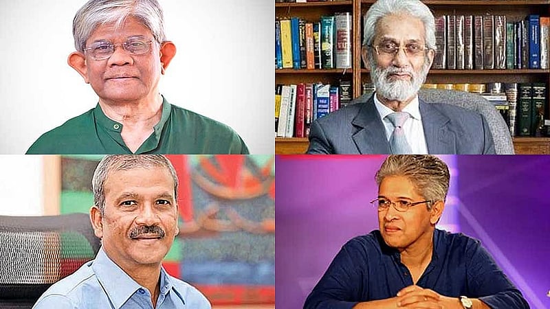 অন্তর্বর্তী সরকারের চার উপদেষ্টা সালেহউদ্দিন আহমেদ, এএফ হাসান আরিফ, আসিফ নজরুল ও আদিলুর রহমান।