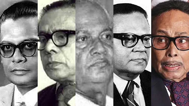 বিচারপতি আবু সাঈদ চৌধুরী, বিচারপতি আবু সাদাত মোহাম্মদ সায়েম, বিচারপতি আবদুস সাত্তার, বিচারপতি আ ফ ম আহসানউদ্দিন চৌধুরী, হুসেইন মুহম্মদ এরশাদ