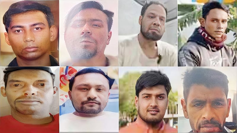 উপরে বাঁ থেকে নওগাঁর আত্রাইয়ের হৃদয়, শাহিন, আব্দুল জলিল, মজিদুল, নিচে সাগর; নাটোরের নলডাঙ্গার শামিম, সাকিব এবং বাগমারার শ্যামল।