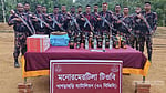 খাগড়াছড়িতে পরিত্যক্ত ৫টি বস্তা থেকে বিদেশি পিস্তল, গুলি ও মদ জব্দ