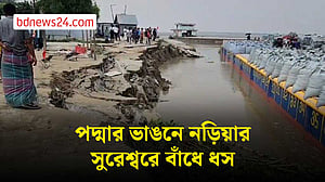 শরীয়তপুরের নড়িয়ার সুরেশ্বর বাঁধ ধসে আতঙ্ক, ঝুঁকিতে বাজার-লঞ্চঘাট
