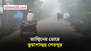 আশ্বিনের ভোরে কুয়াশায় ঢাকা শেরপুর, শীতের আমেজ