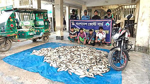 ইলিশ ধরায় নিষেধাজ্ঞা: লক্ষ্মীপুরে ৪ জনকে জেল-জরিমানা, ৩ মণ মাছ জব্দ
