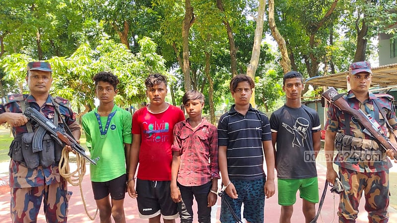 চাঁপাইনবাবগঞ্জ সীমান্তে অস্ত্র-গরুসহ ৫ ভারতীয় আটক