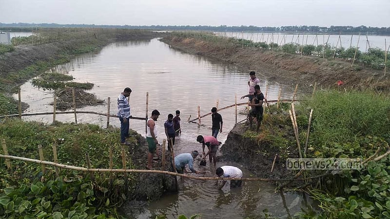 গোপালগঞ্জে বাঁধ অপসারণ করে দেড় কিলোমিটার খাল দখলমুক্ত