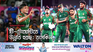 বিমানবন্দরে সংবাদমাধ্যমের মুখোমুখি তাসকিন