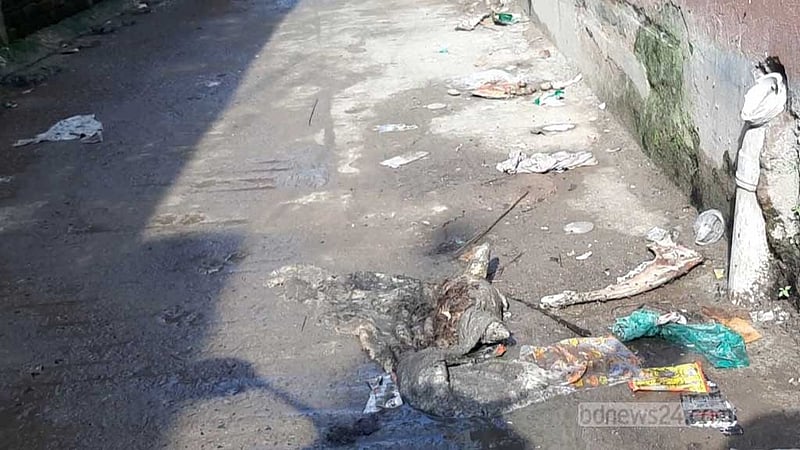 ২৪ ঘণ্টার ঘোষণা, ১২০ ঘণ্টা পরেও মেরাদিয়ায় কোরবানির বর্জ্য